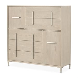 Lotus Bay Five-Drawer Chest with Dual Cabinets - Sand