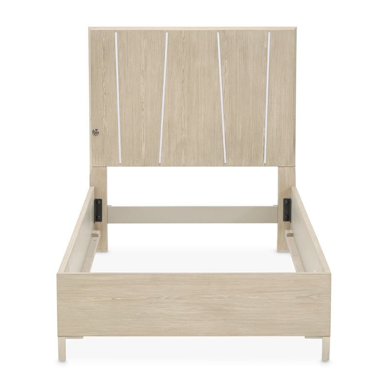 Lotus Bay Twin Panel Bed with LED Lights - Sand