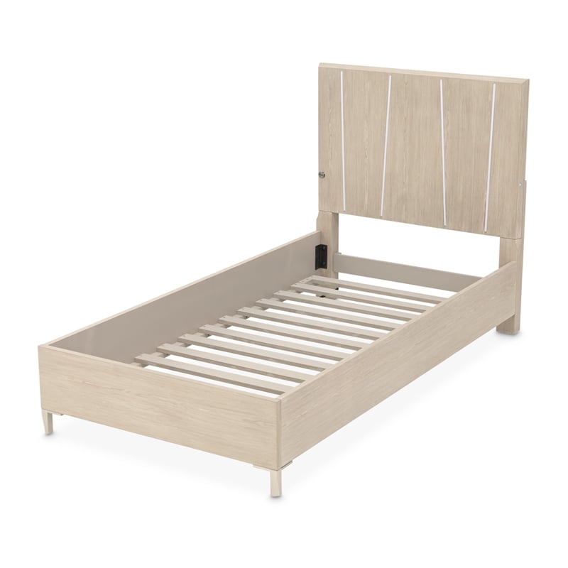 Lotus Bay Twin Panel Bed with LED Lights - Sand