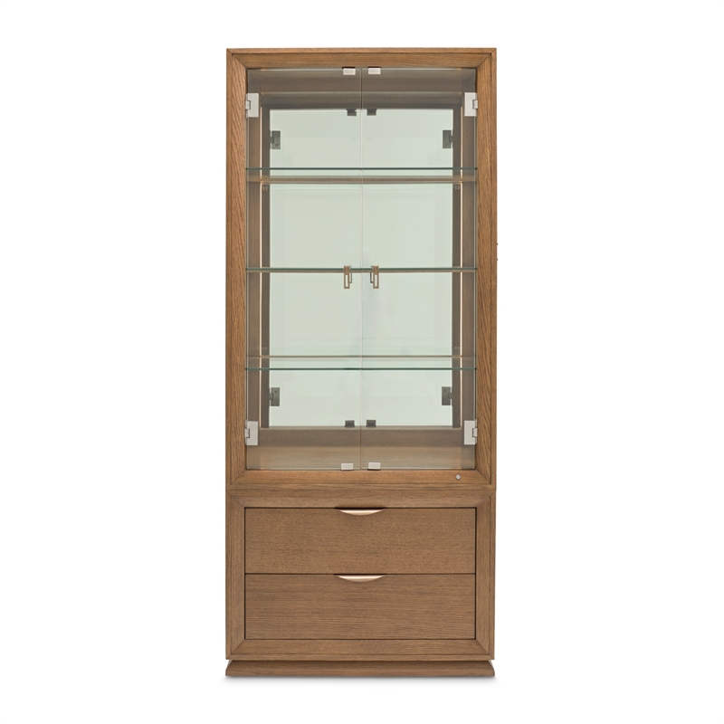 Portrait Display Cabinet with LED Lighting - Sienna Brown