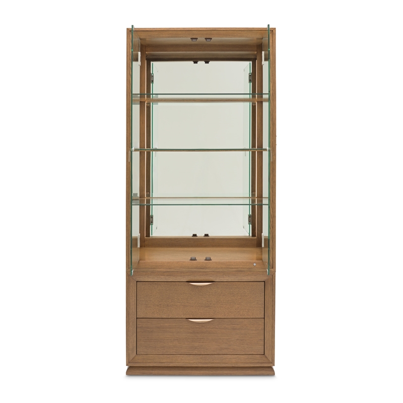 Portrait Display Cabinet with LED Lighting - Sienna Brown