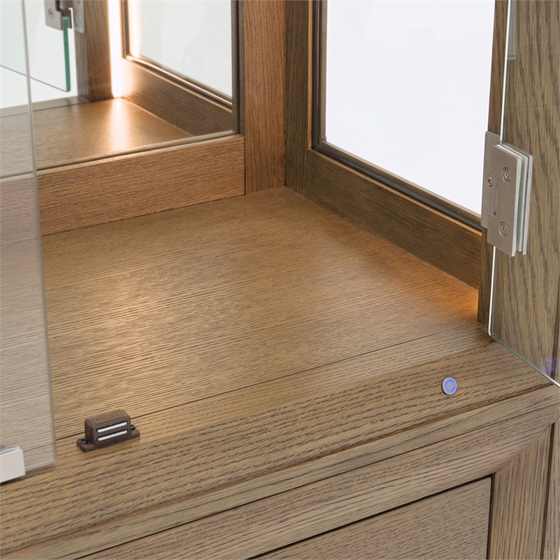 Portrait Display Cabinet with LED Lighting - Sienna Brown