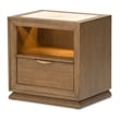 Portrait 1-Drawer Nightstand with LED Lights - Sienna Brown