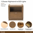 Portrait 1-Drawer Nightstand with LED Lights - Sienna Brown