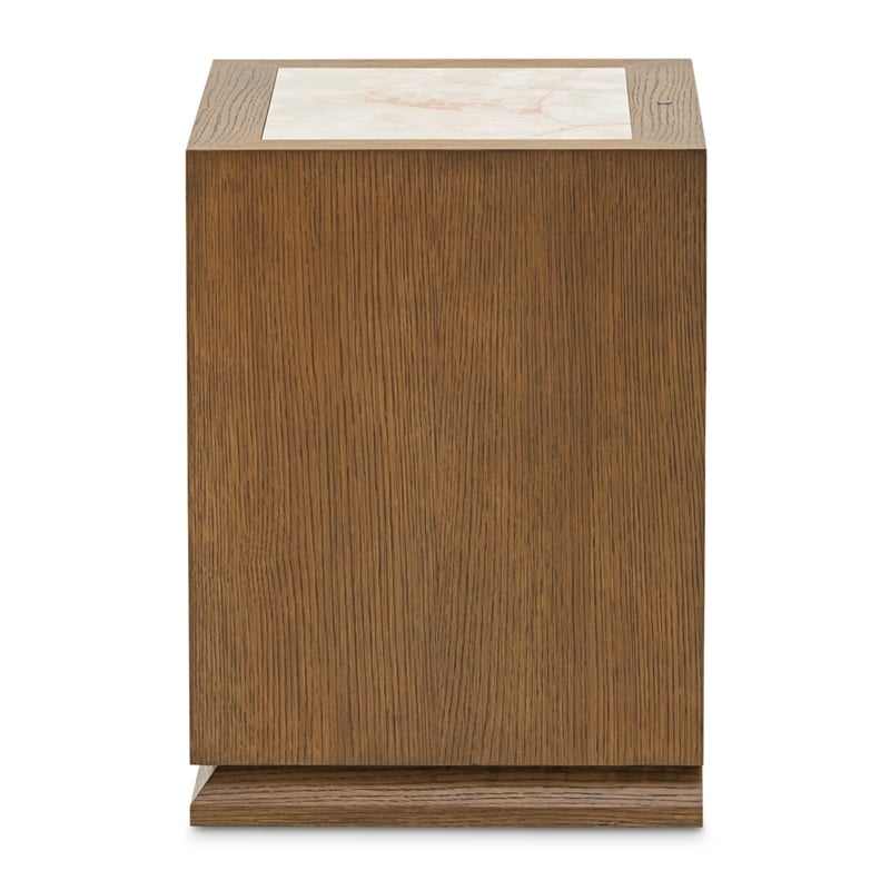 Portrait 1-Drawer Nightstand with LED Lights - Sienna Brown