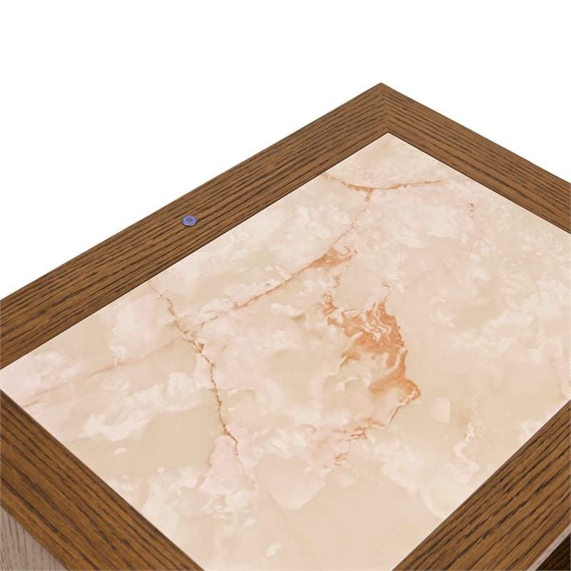 Portrait 1-Drawer Nightstand with LED Lights - Sienna Brown