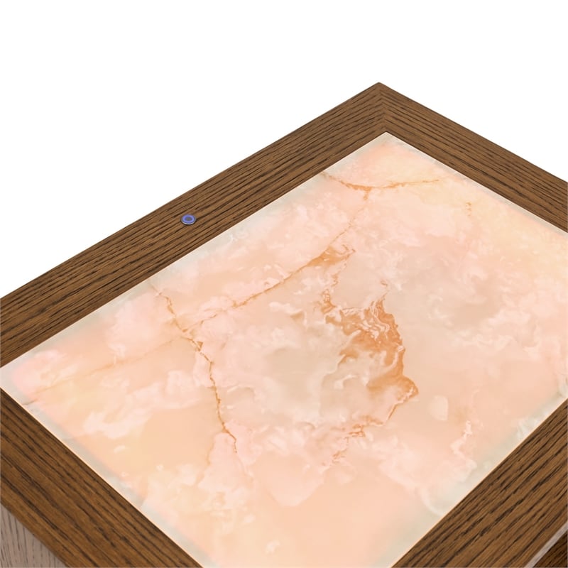 Portrait 1-Drawer Nightstand with LED Lights - Sienna Brown