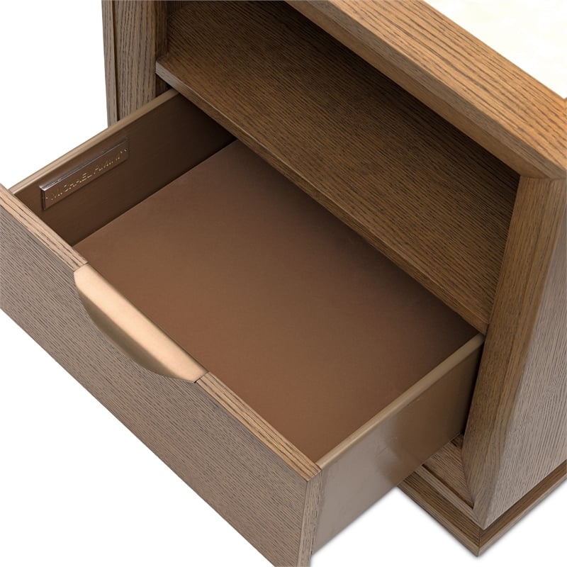 Portrait 1-Drawer Nightstand with LED Lights - Sienna Brown