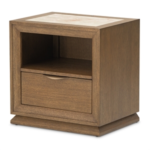 Portrait 1-Drawer Nightstand with LED Lights - Sienna Brown