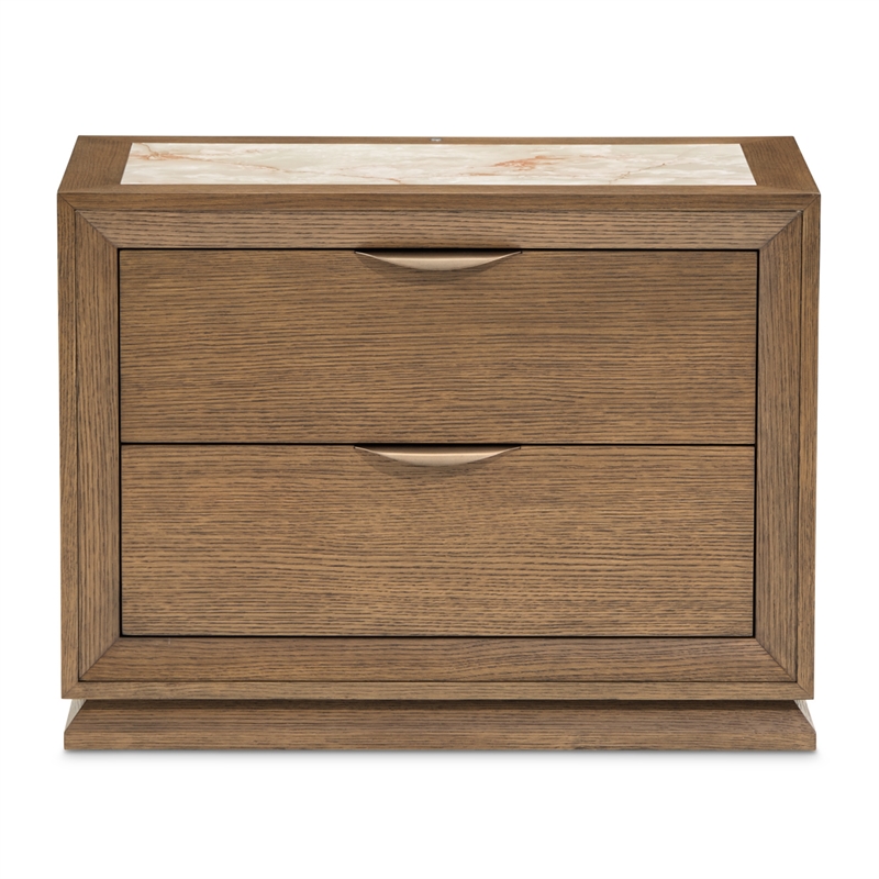 Portrait 2-Drawer Nightstand with LED Lights - Sienna Brown