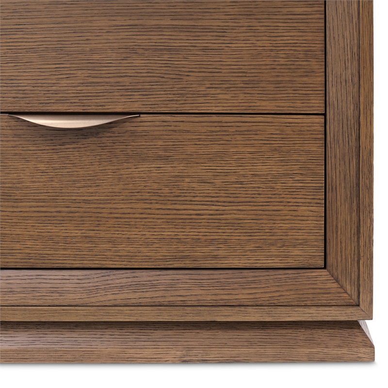 Portrait 2-Drawer Nightstand with LED Lights - Sienna Brown