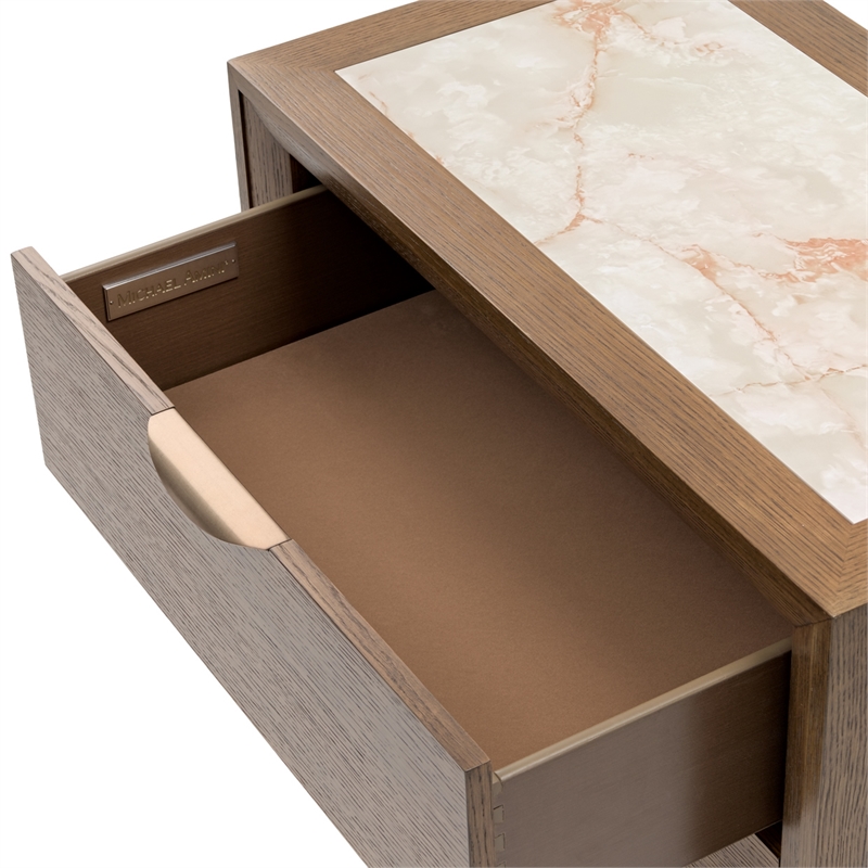 Portrait 2-Drawer Nightstand with LED Lights - Sienna Brown