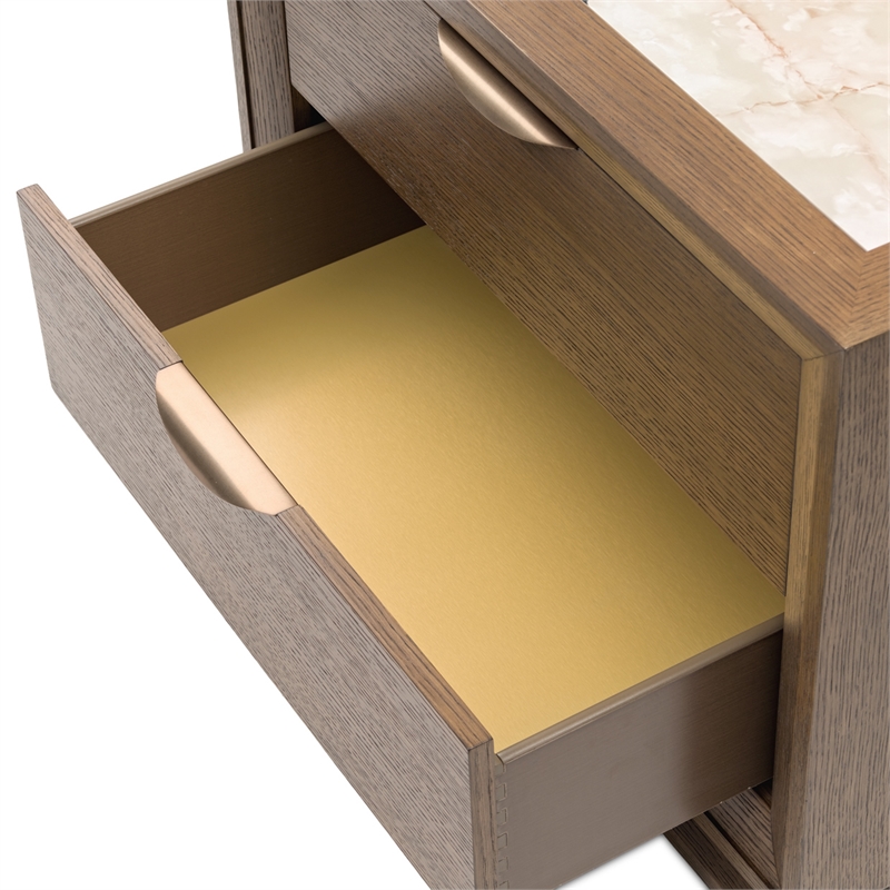 Portrait 2-Drawer Nightstand with LED Lights - Sienna Brown