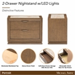 Portrait 2-Drawer Nightstand with LED Lights - Sienna Brown