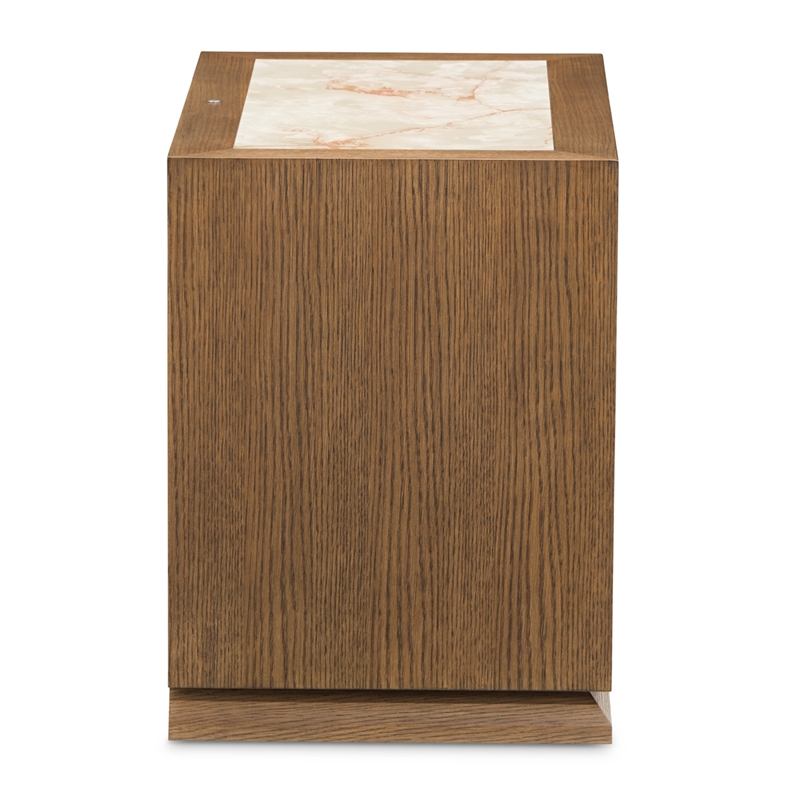 Portrait 2-Drawer Nightstand with LED Lights - Sienna Brown