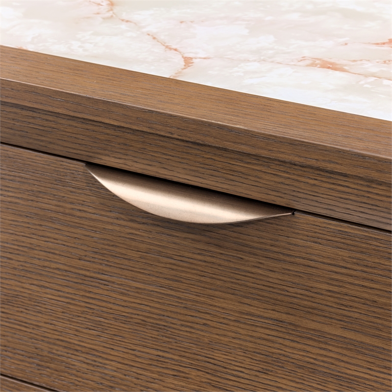 Portrait 2-Drawer Nightstand with LED Lights - Sienna Brown