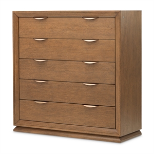 Portrait 5-Drawer Chest with LED Lights - Sienna Brown