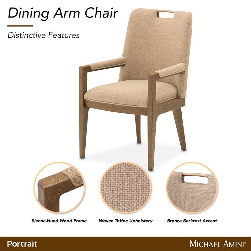 Portrait Dining Arm Chair - Set of 2- Toffee/Sienna Brown