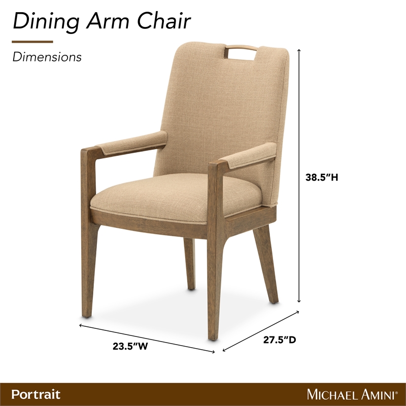 Portrait Dining Arm Chair - Set of 2- Toffee/Sienna Brown