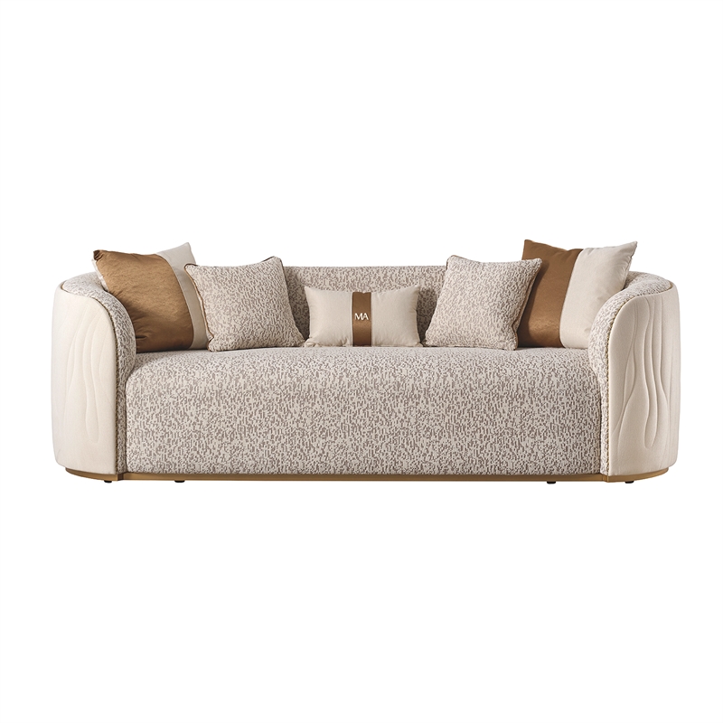 Gineverra Boucle 3-Seater Sofa - Biscotti/Ivory Gold