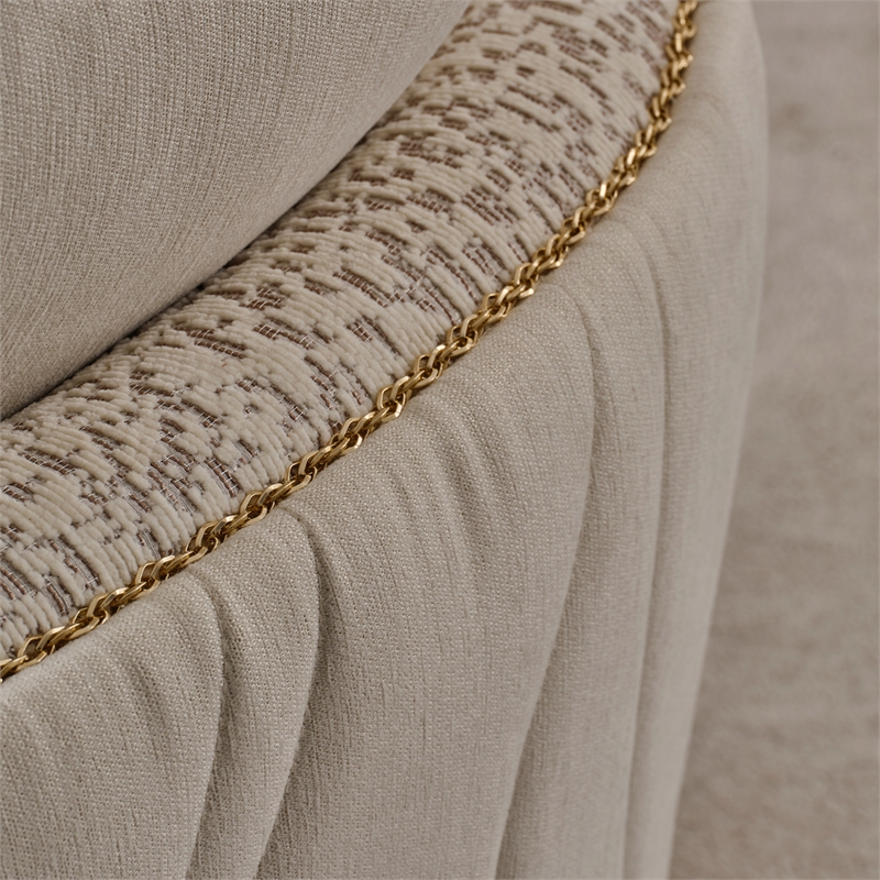 Gineverra Boucle 3-Seater Sofa - Biscotti/Ivory Gold