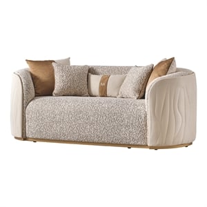 Gineverra Boucle 2-Seater Loveseat - Biscotti/Ivory Gold