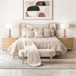 Camellia Field King Size Curved Chenille Bed - Cornsilk/Caramel
