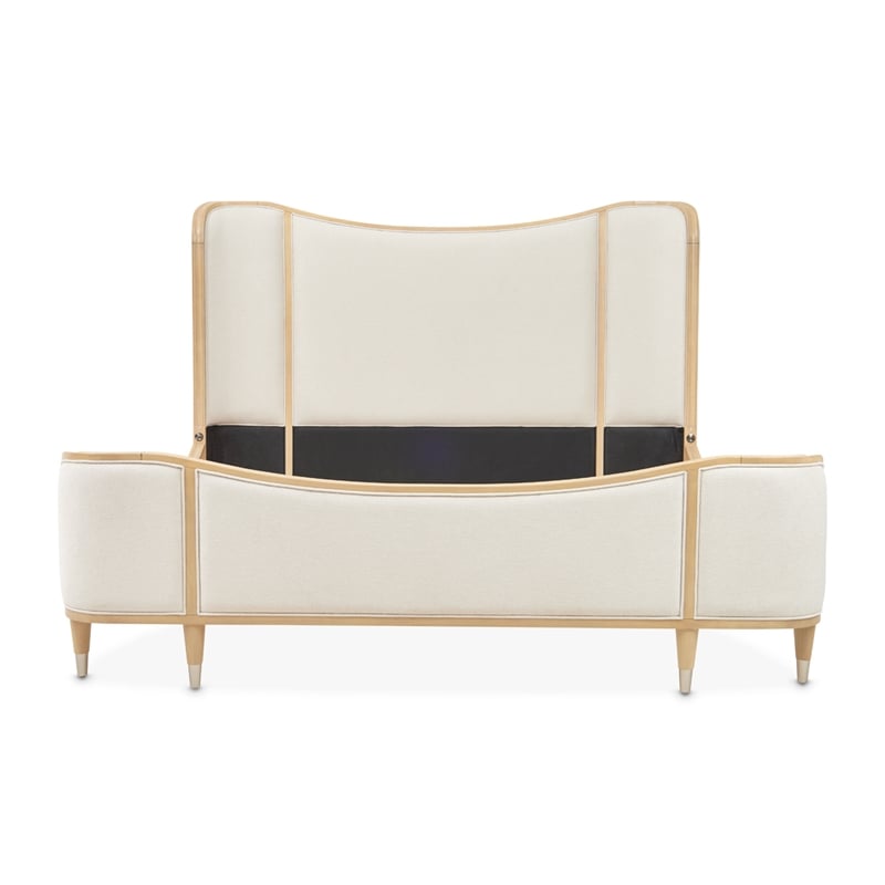 Camellia Field King Size Curved Chenille Bed - Cornsilk/Caramel