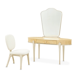 Camellia Field Vanity Set with Mirror and Chair - Caramel