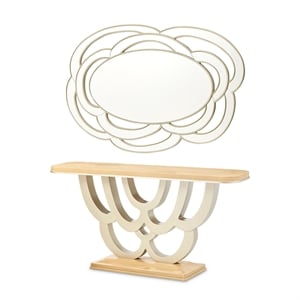 Camellia Field Console Table with Mirror - Caramel