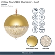 Eclipse LED Crystal and Metal Chandelier - Gold