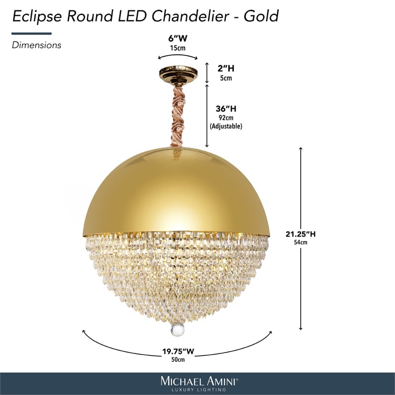 Eclipse LED Crystal and Metal Chandelier - Gold