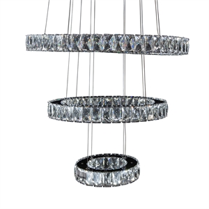 Asteroids 3-Ring Modern LED Crystal Chandelier - Chrome