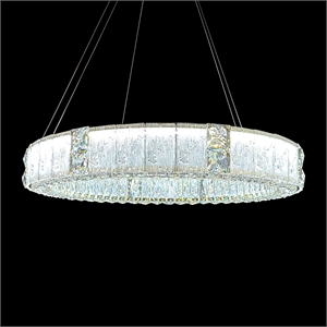 Mina 31&quot Wide Round Crystal LED Chandelier