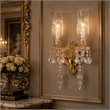 Garnier 2-Light Traditional Crystal Wall Sconce - Gold