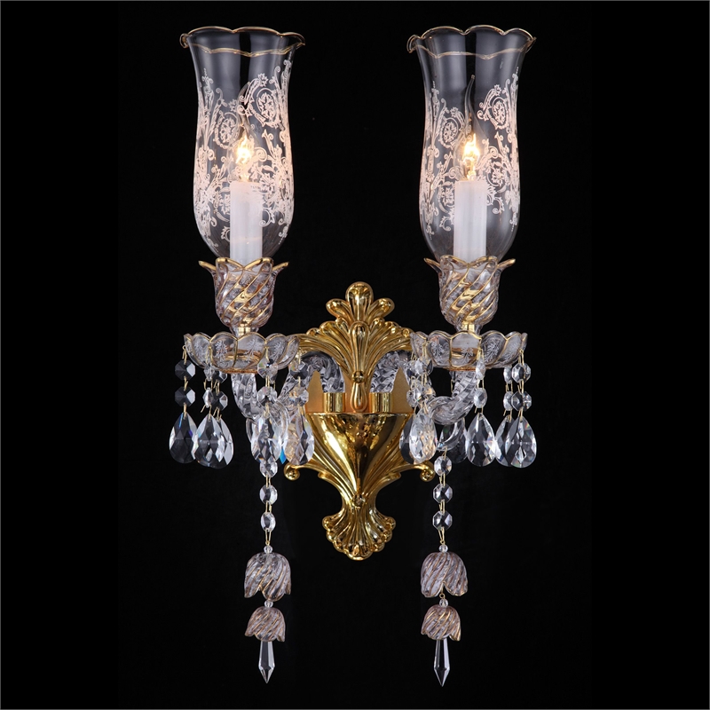 Garnier 2-Light Traditional Crystal Wall Sconce - Gold