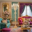 Garnier 7-Light Traditional Crystal Floor Lamp - Gold