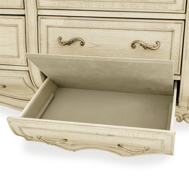 Platine de Royale Traditional Wood Dresser with Mirror - Champagne