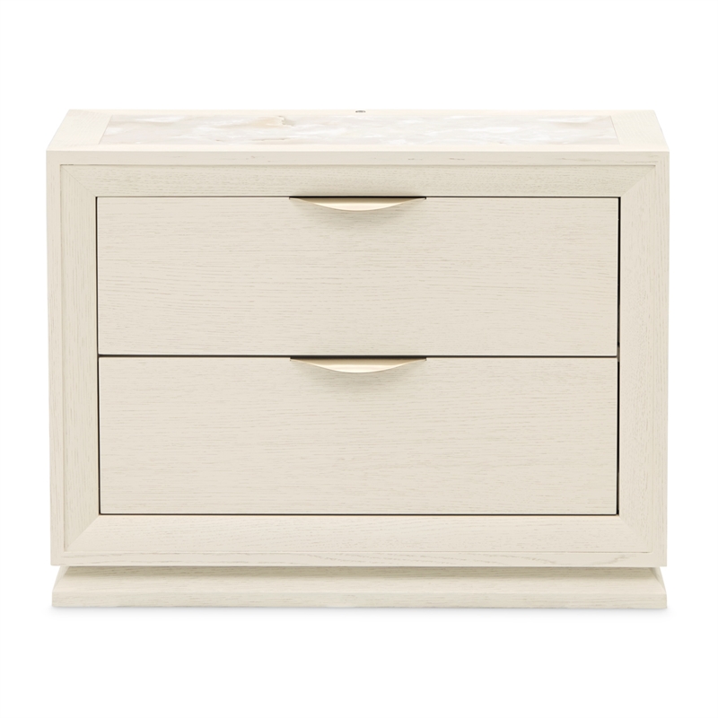 Portrait 2-Drawer Nightstand with LED Lights - Alabaster White