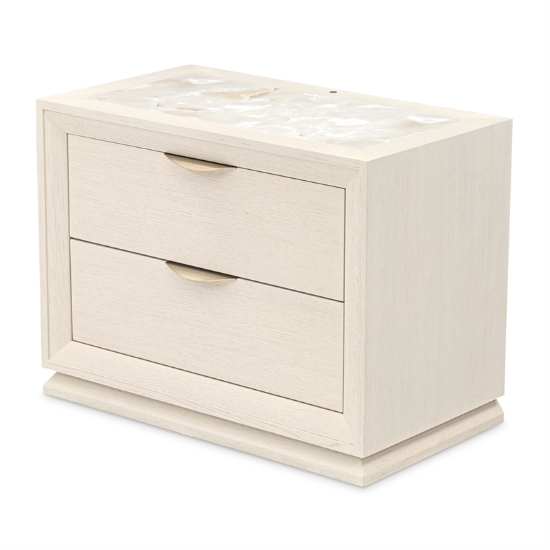 Portrait 2-Drawer Nightstand with LED Lights - Alabaster White