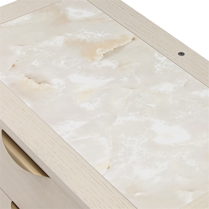 Portrait 2-Drawer Nightstand with LED Lights - Alabaster White