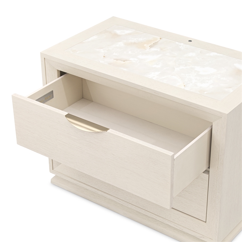 Portrait 2-Drawer Nightstand with LED Lights - Alabaster White