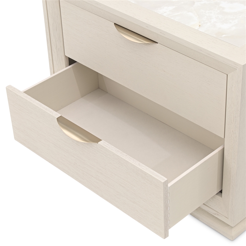 Portrait 2-Drawer Nightstand with LED Lights - Alabaster White