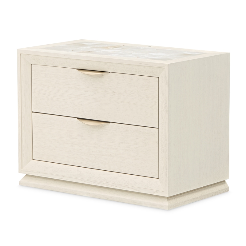 Portrait 2-Drawer Nightstand with LED Lights - Alabaster White