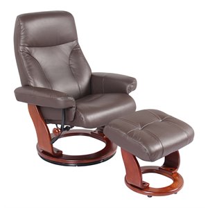 sofa4life portland grain leather swivel recliner & ottoman