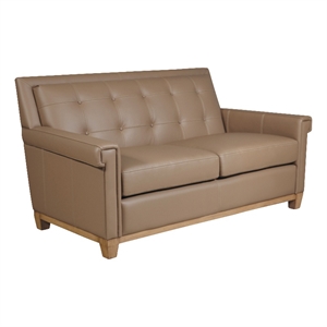 elsey leather loveseat in beige leather