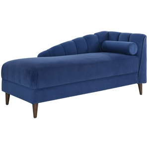 bozeman blue fabric upholstered channeled back chaise