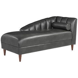bozeman charcoal fabric upholstered channeled back chaise