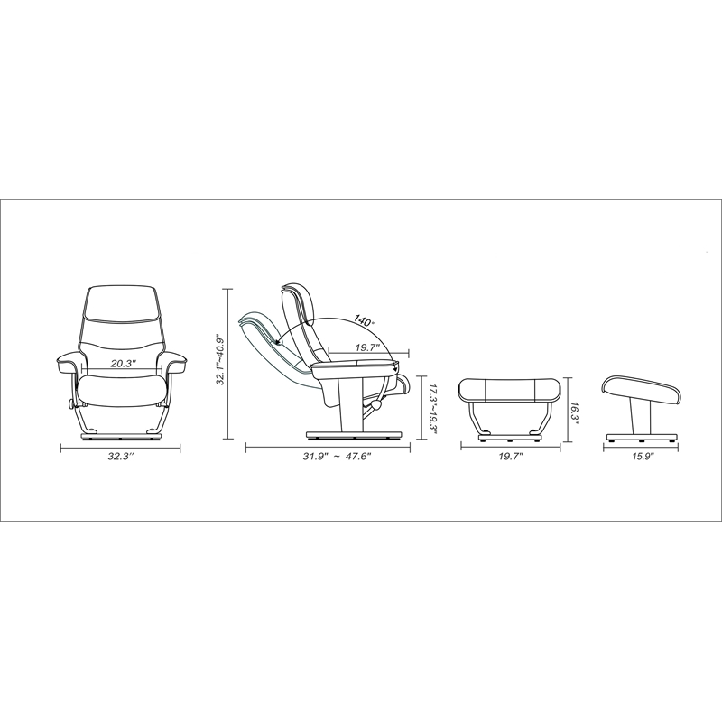 Bregenz Fabric Recliner and Matching Ottoman Set