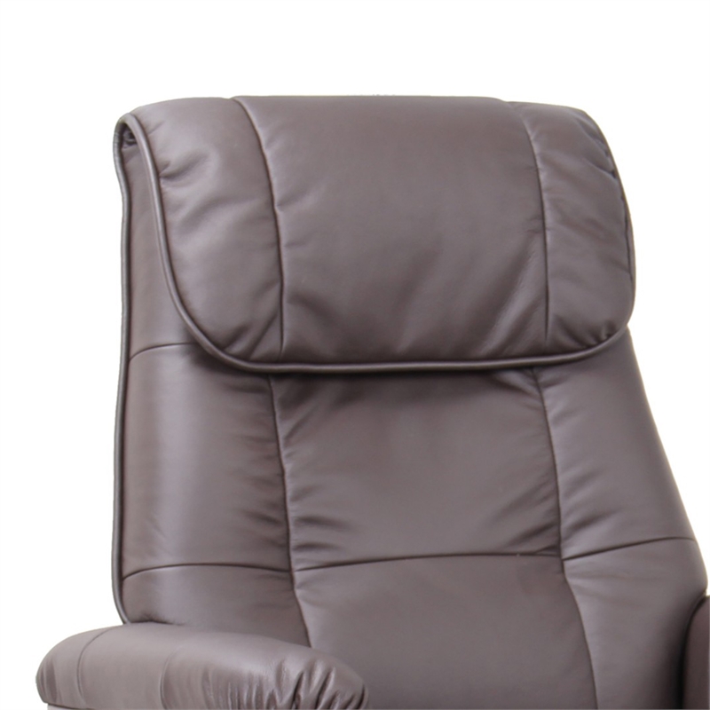 Clarita Leather Swivel Recliner with Matching Ottoman in Brown